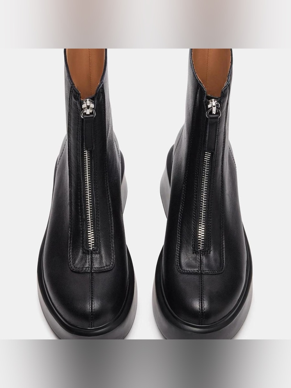 JONES-BLACK LEATHER ZIP UP BOOTS